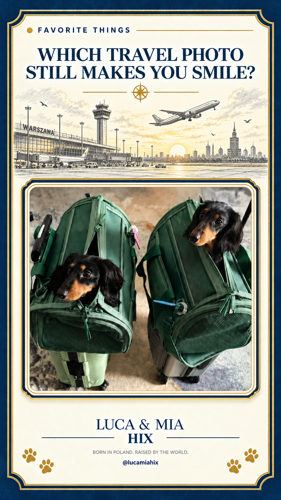 Illustrated Favorite Things travel photo prompt with Luca and Mia